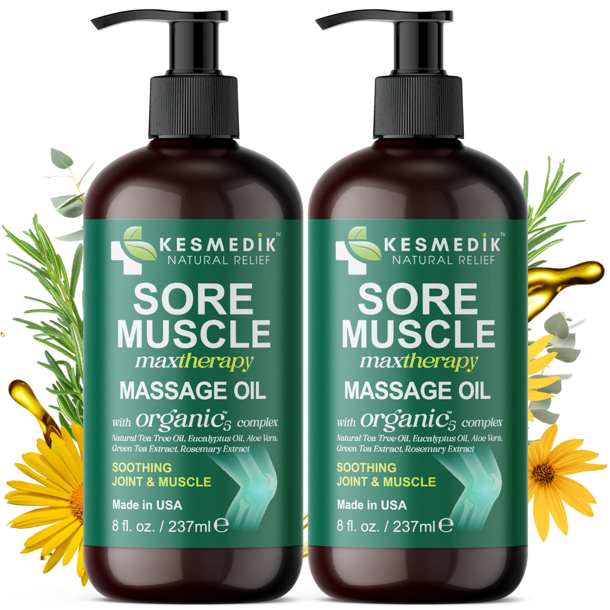 Sore Muscle Massage Oil 2-Pack for Massage Therapy with Arnica & Eucalyptus – Amazon two-pack image