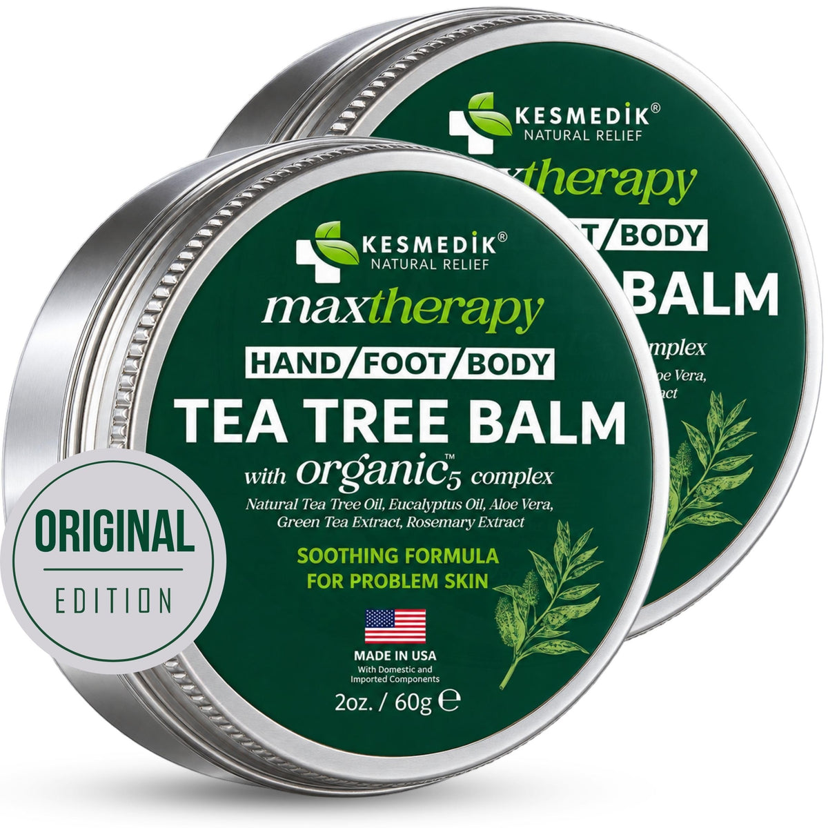 Tea Tree Oil Balm for Skin, Soothing Formula for Problem Skin, 2-Pack – Amazon two-pack image