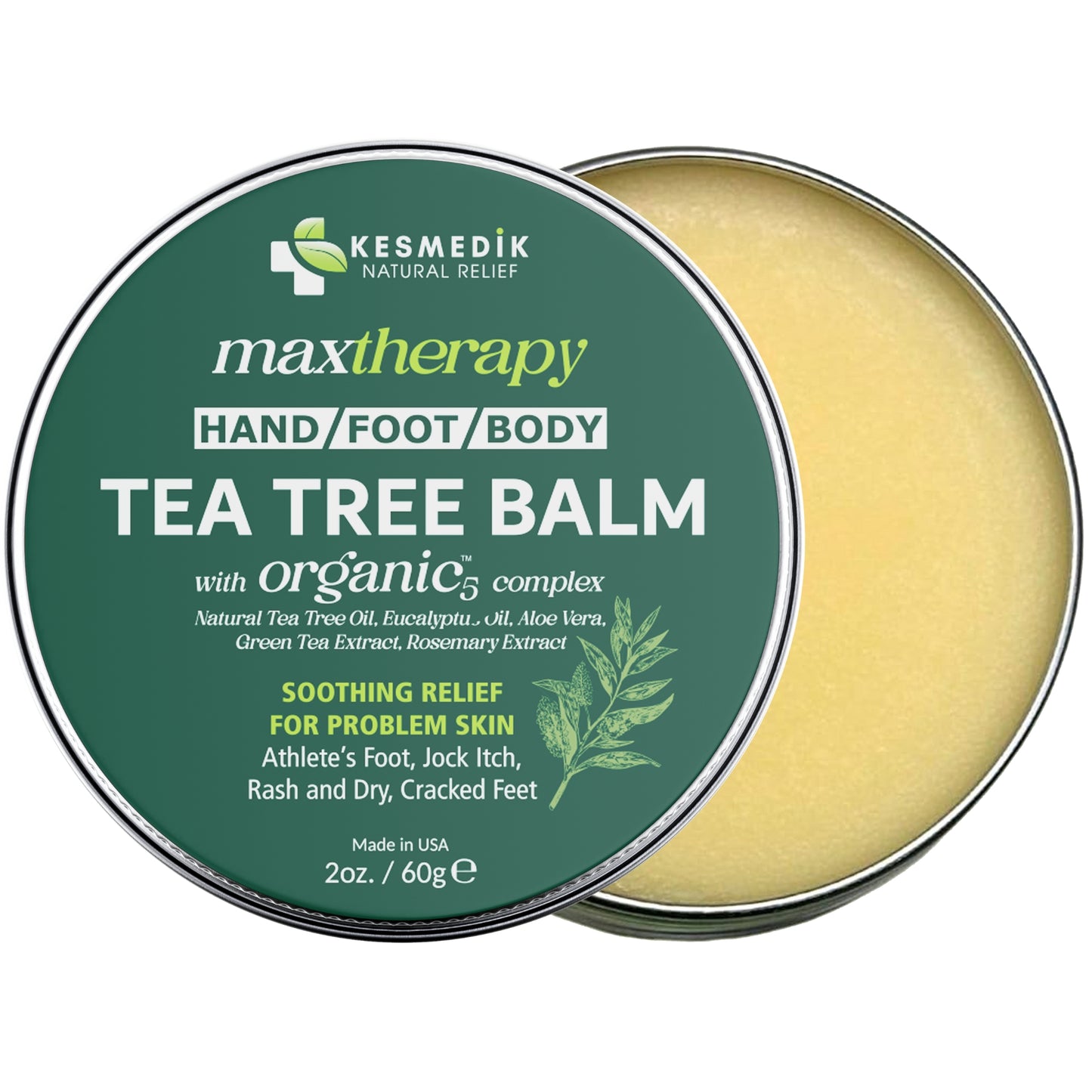 Tea Tree Oil Balm MaxTherapy, Soothing Ointment for Skin Relief, 2 oz