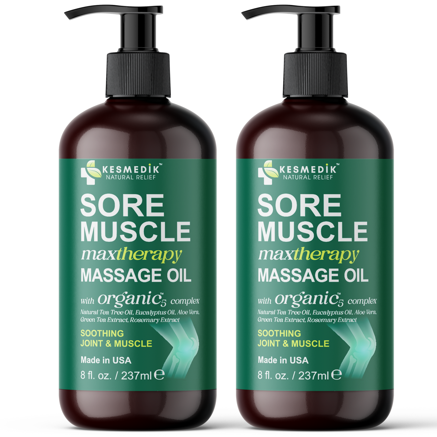 Sore Muscle Massage Oil with Arnica, Tea Tree & Eucalyptus Oil – 8 oz