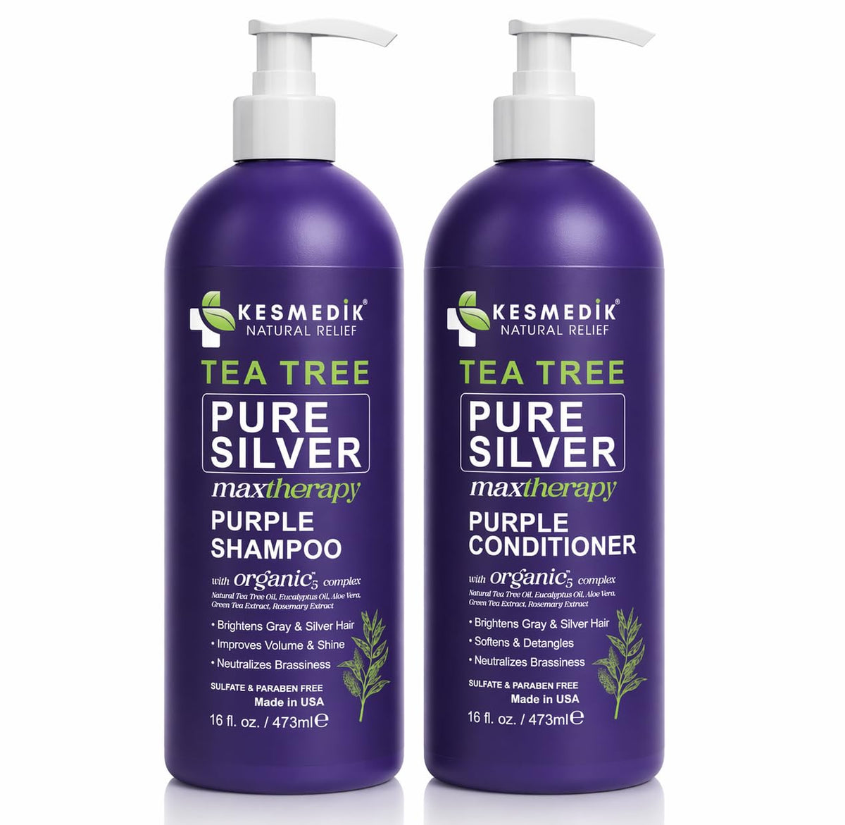 Tea Tree Purple Shampoo & Conditioner Set – Anti-Brass Toner for Color-Treated Hair, 16 oz – Amazon gallery 9