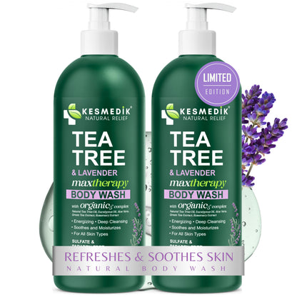 Tea Tree Lavender Body Wash MaxTherapy with 100% Tea Tree Oil, 2-Pack – Amazon two-pack image