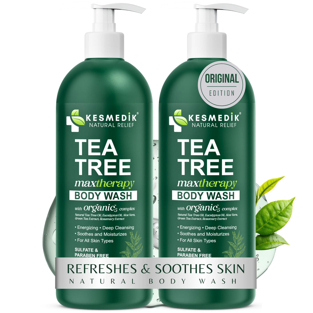 KESMEDIK Tea Tree Body Wash MaxTherapy with 100% Tea Tree Oil, 2-Pack – Amazon two-pack image