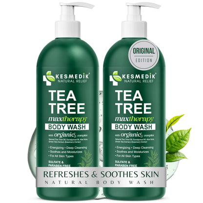 KESMEDIK Tea Tree Body Wash MaxTherapy with 100% Tea Tree Oil, 2-Pack – Amazon two-pack image