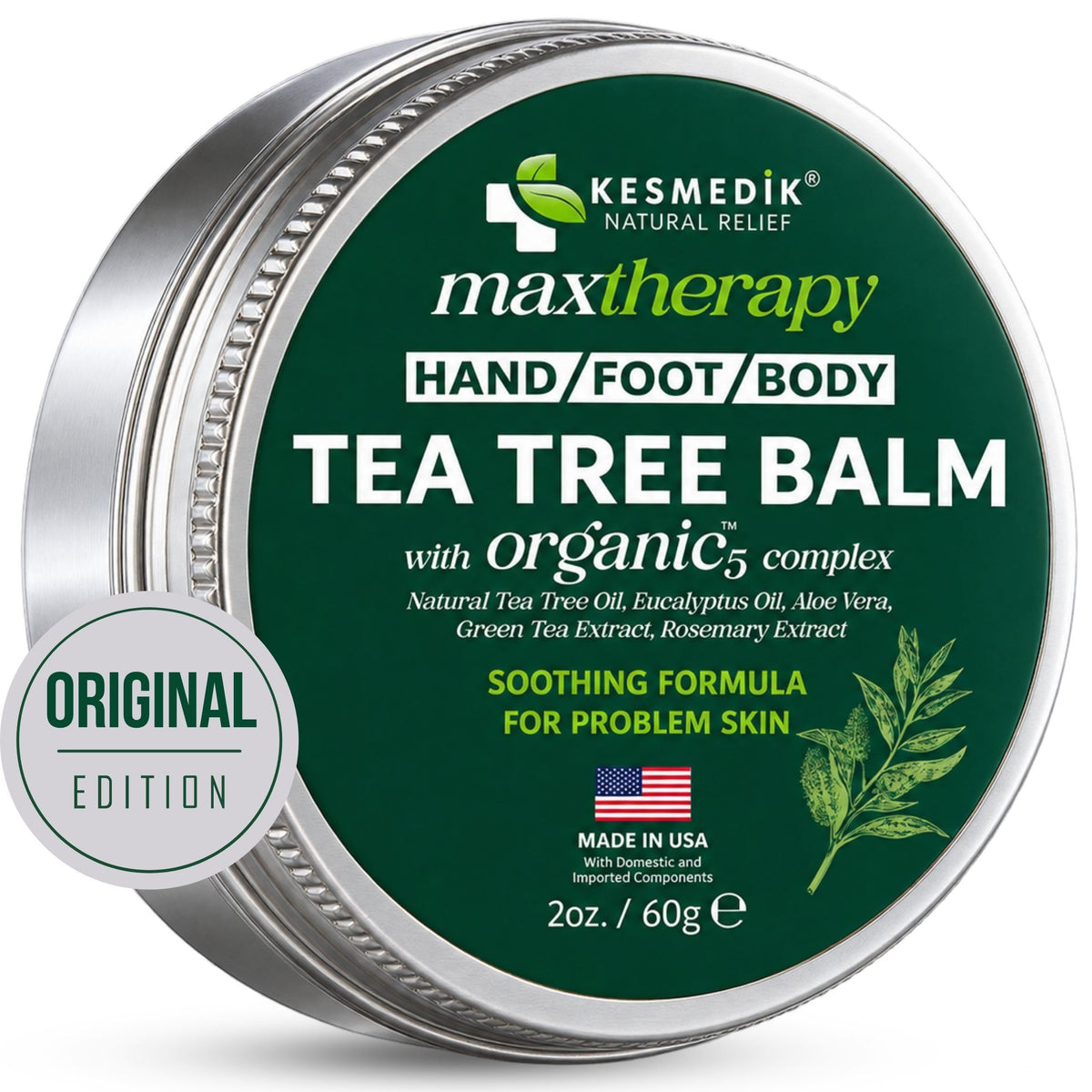 Tea Tree Oil Balm MaxTherapy, Soothing Ointment for Skin Relief, 2 oz – main product image