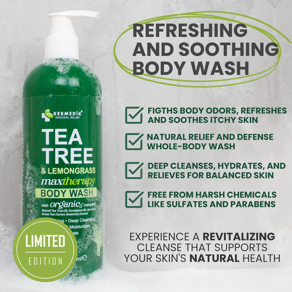 Tea Tree & Lemongrass Body Wash MaxTherapy – Limited Edition, 16 oz – Amazon gallery 2