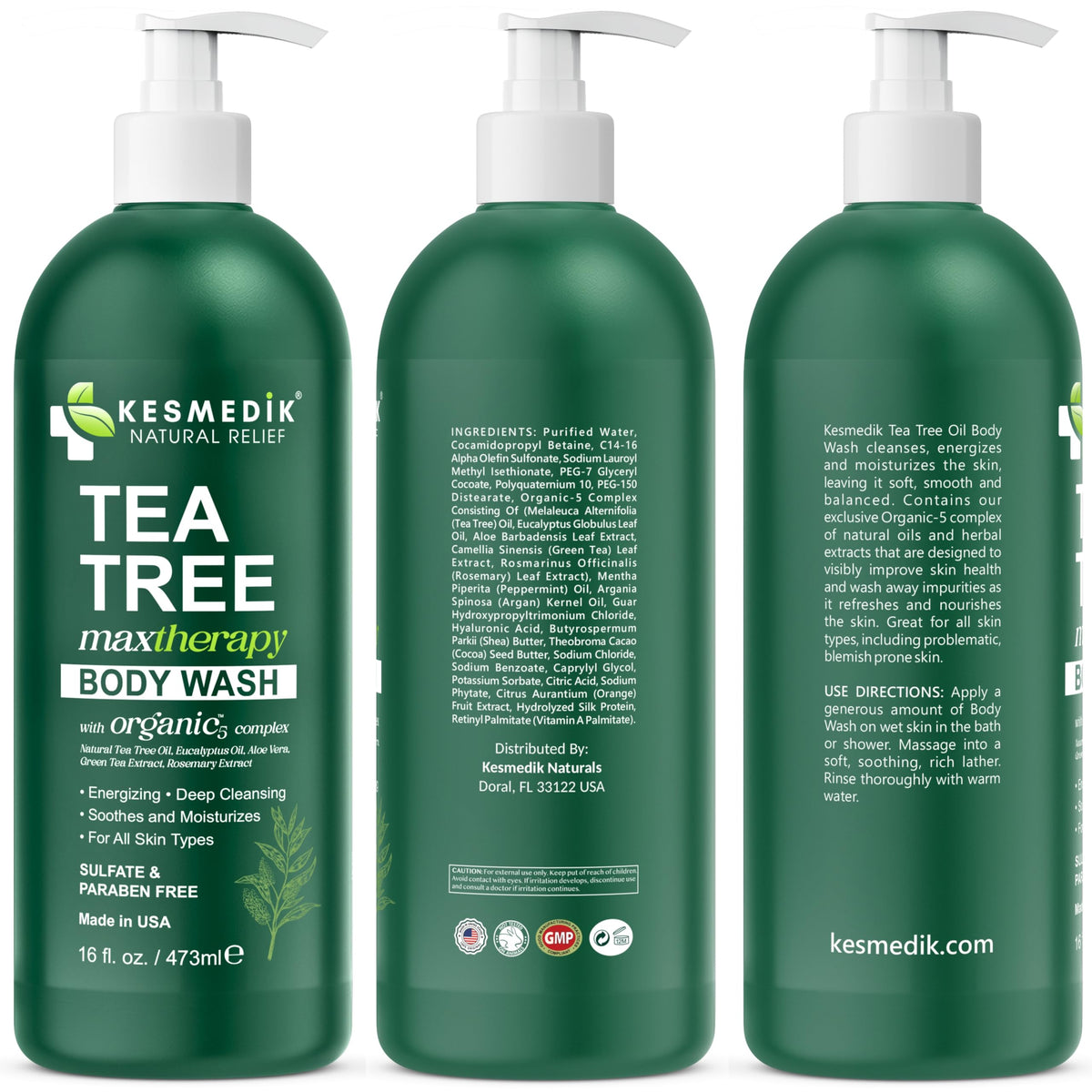 Tea Tree Body Wash MaxTherapy – 3-Pack, 16 fl oz Each – product information 6