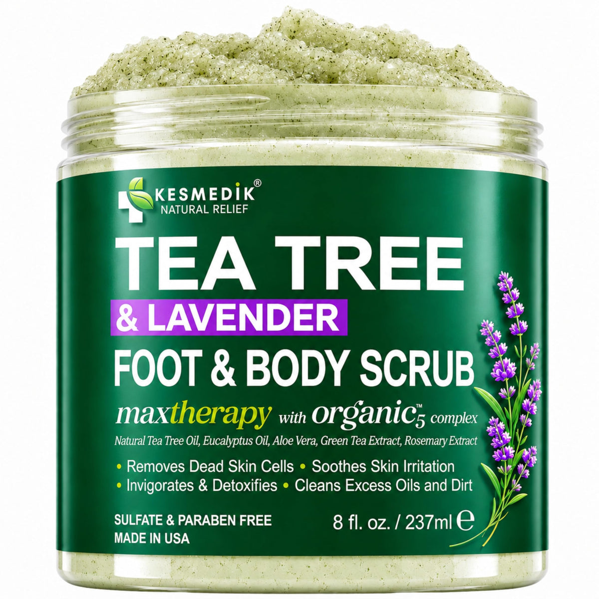 Tea Tree & Lavender Himalayan Salt Body & Foot Scrub – Exfoliating & Hydrating, 8 oz – main product image