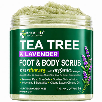 Tea Tree & Lavender Himalayan Salt Body & Foot Scrub – Exfoliating & Hydrating, 8 oz – main product image