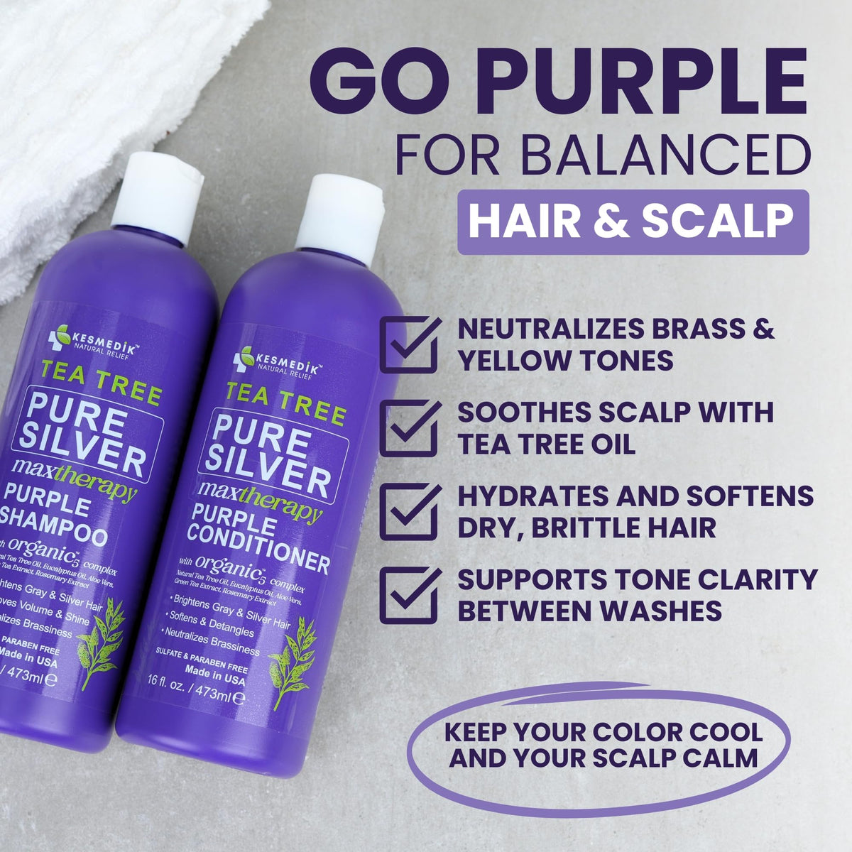 Tea Tree Purple Shampoo & Conditioner Set – Anti-Brass Toner for Color-Treated Hair, 16 oz – Amazon gallery 6