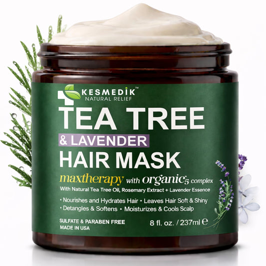 Tea Tree & Lavender Hair Mask & Scalp Treatment – Deep Conditioner for Dry, Damaged Hair, 8 fl oz – main product image