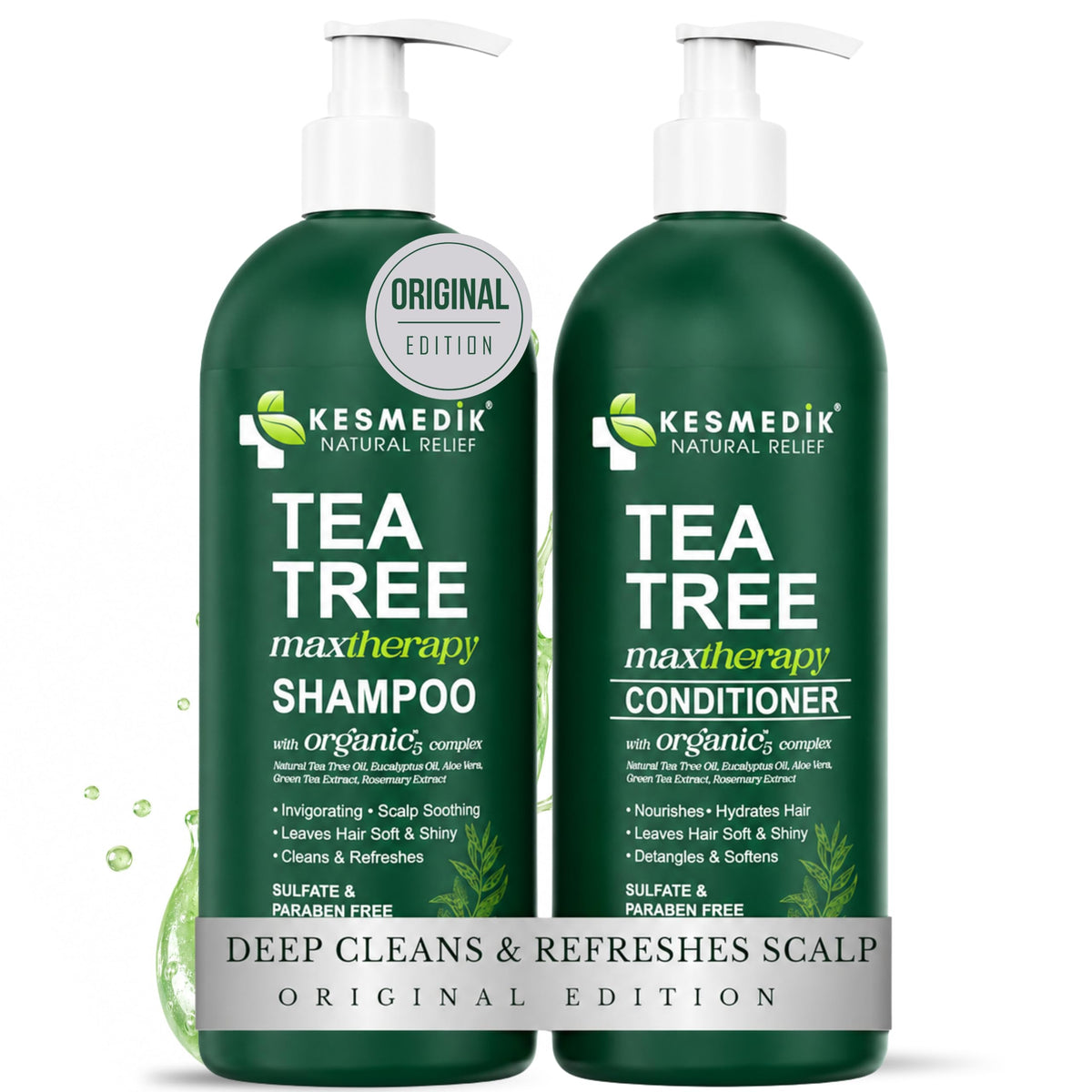 Tea Tree Shampoo & Conditioner MaxTherapy Set – Itchy Scalp & Clarifying Care, 16 oz – main product image