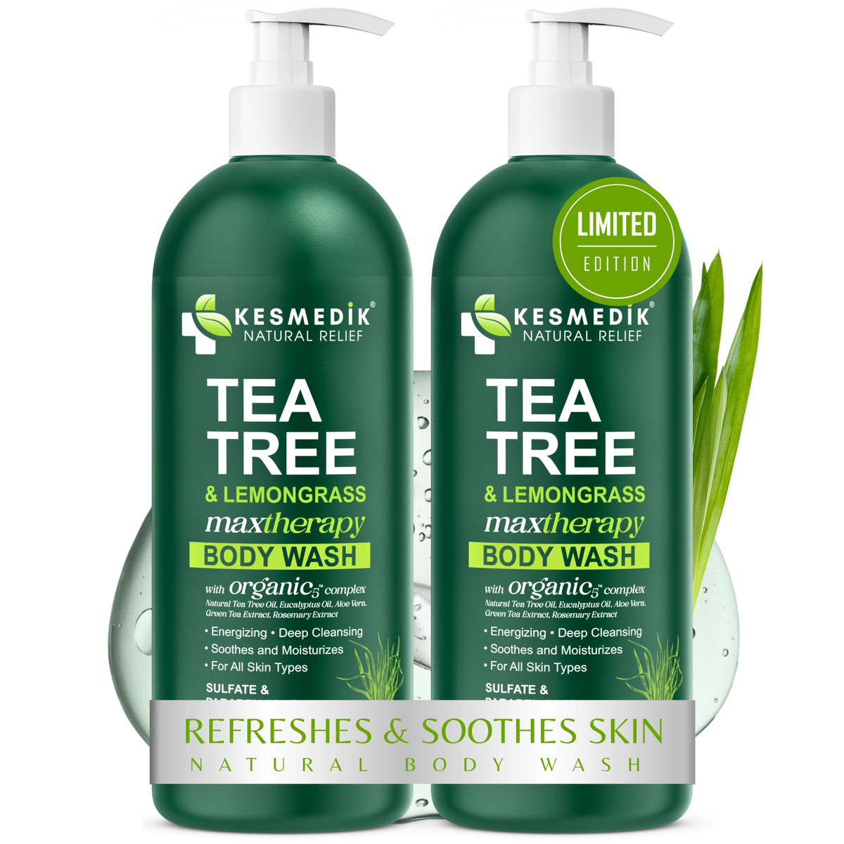 Tea Tree Lemongrass Body Wash MaxTherapy with 100% Tea Tree Oil, 2-Pack – Amazon two-pack image