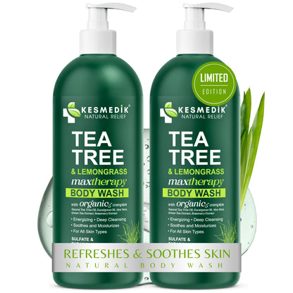 Tea Tree Lemongrass Body Wash MaxTherapy with 100% Tea Tree Oil, 2-Pack – Amazon two-pack image