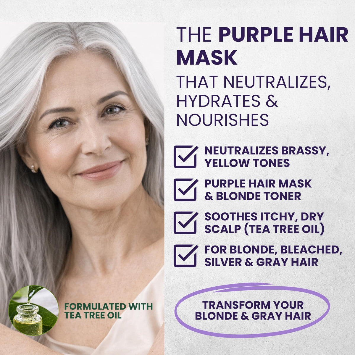 Tea Tree Purple Hair Mask – 8 fl oz – product information 1