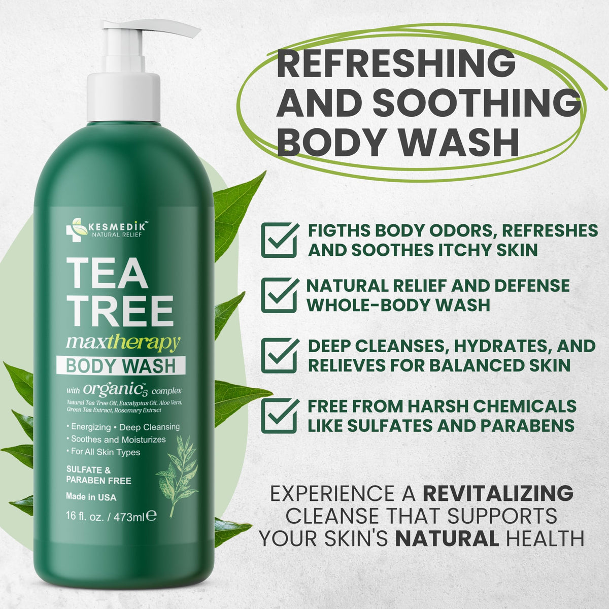 Tea Tree Body Wash MaxTherapy – 3-Pack, 16 fl oz Each – product information 1