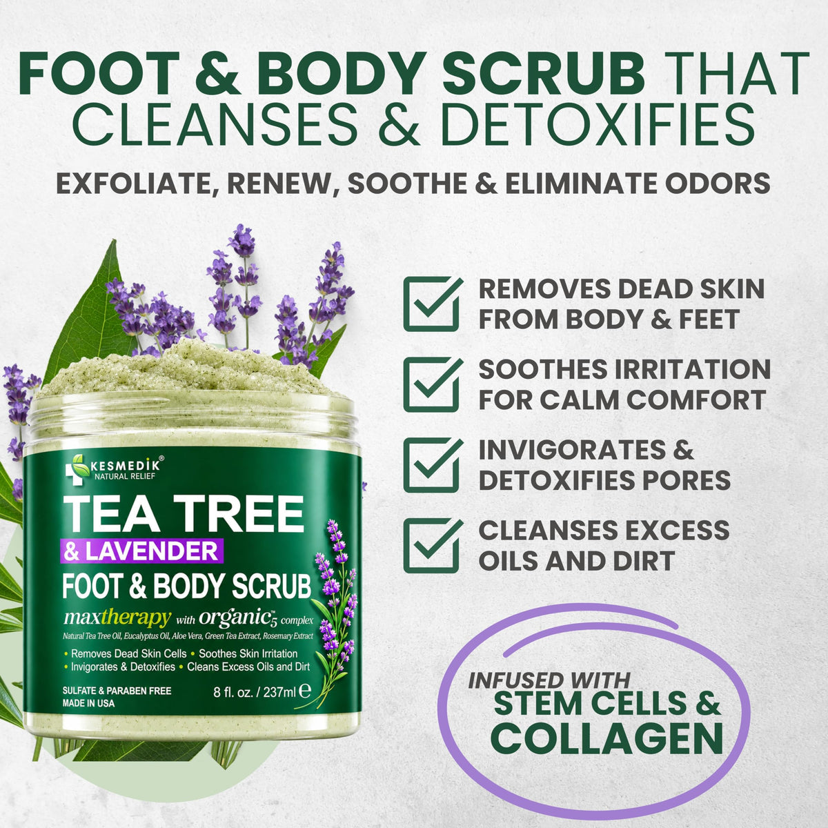 Tea Tree & Lavender Himalayan Salt Body & Foot Scrub – Exfoliating & Hydrating, 8 oz – Amazon gallery 2