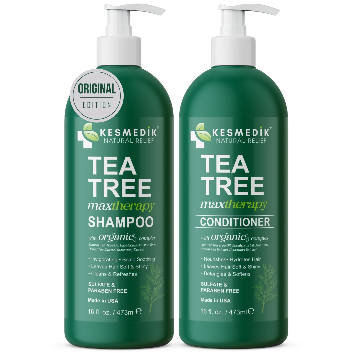 Tea Tree Shampoo & Conditioner MaxTherapy Set – Itchy Scalp & Clarifying Care, 16 oz