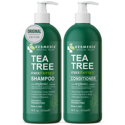 Tea Tree Shampoo & Conditioner MaxTherapy Set – Itchy Scalp & Clarifying Care, 16 oz