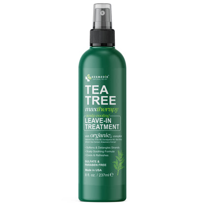 Tea Tree Oil Leave-In Conditioner Detangler Spray – Frizz Control & Scalp Relief, 8 oz