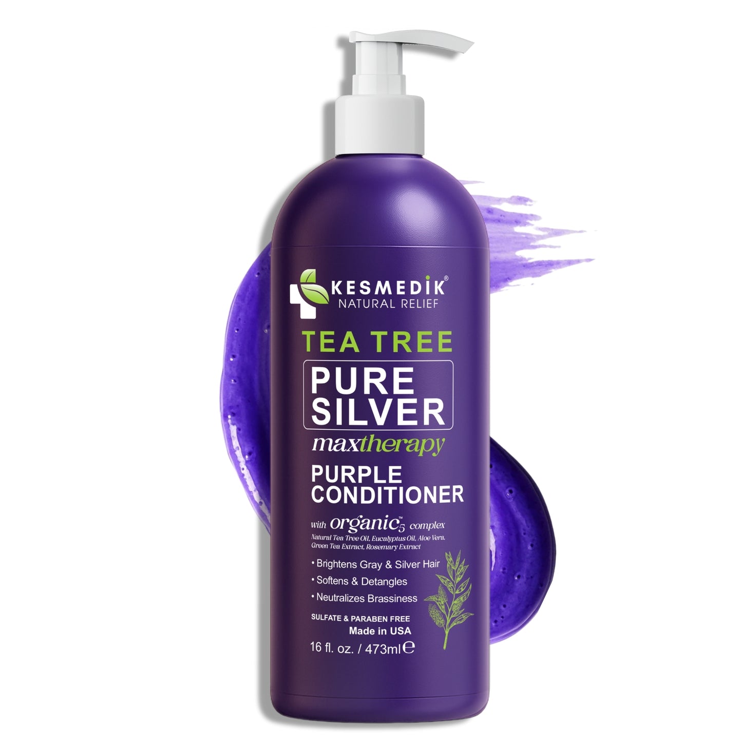 Tea Tree Purple Conditioner – Anti-Brass Toner for Blonde & Silver Hair, 16 oz
