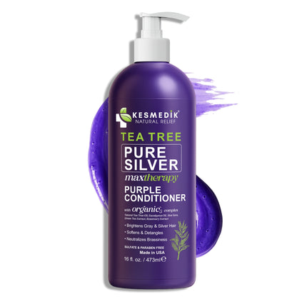 Tea Tree Purple Conditioner – Anti-Brass Toner for Blonde & Silver Hair, 16 oz