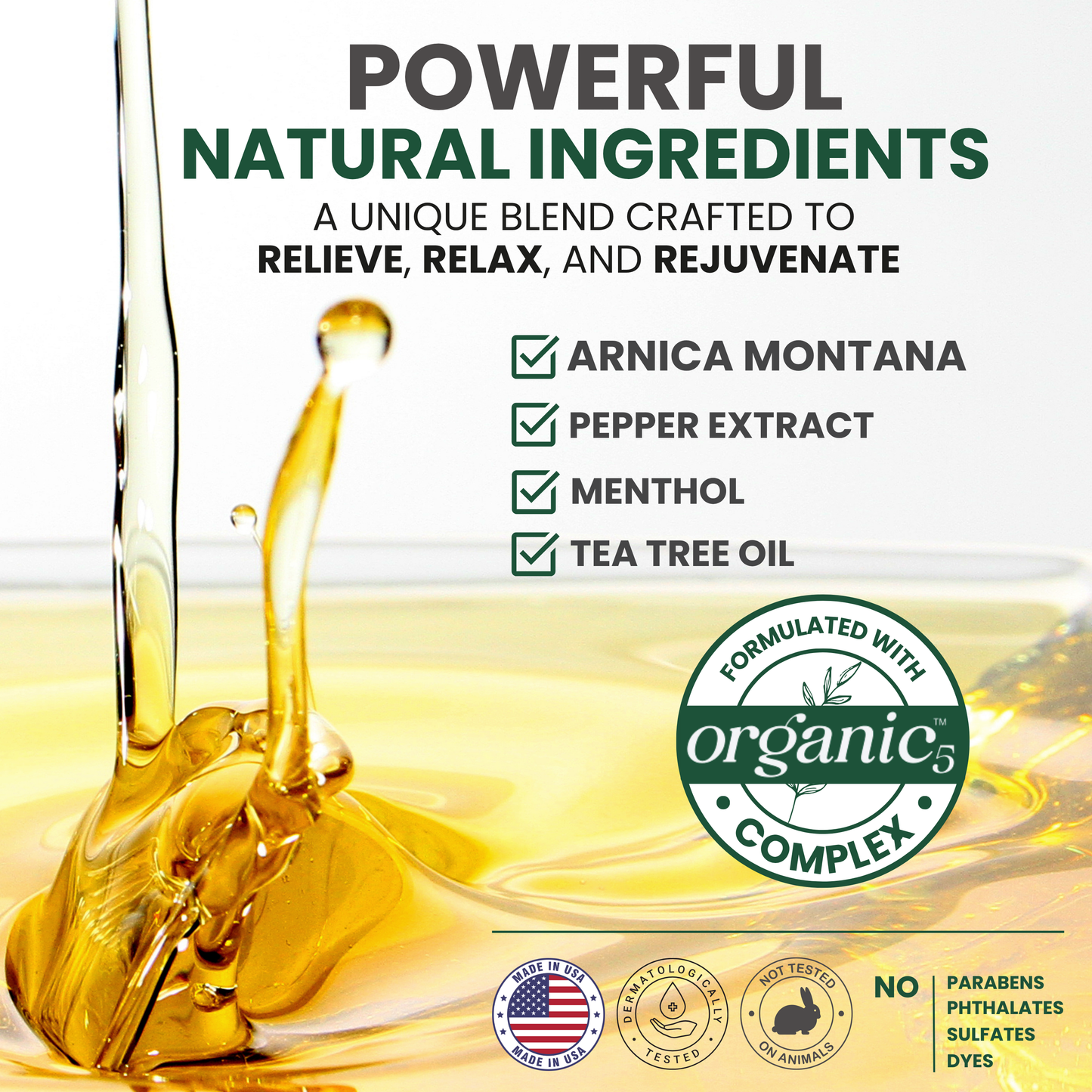 Sore Muscle Massage Oil with Arnica, Tea Tree & Eucalyptus Oil – 8 oz