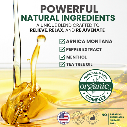 Sore Muscle Massage Oil with Arnica, Tea Tree & Eucalyptus Oil – 8 oz