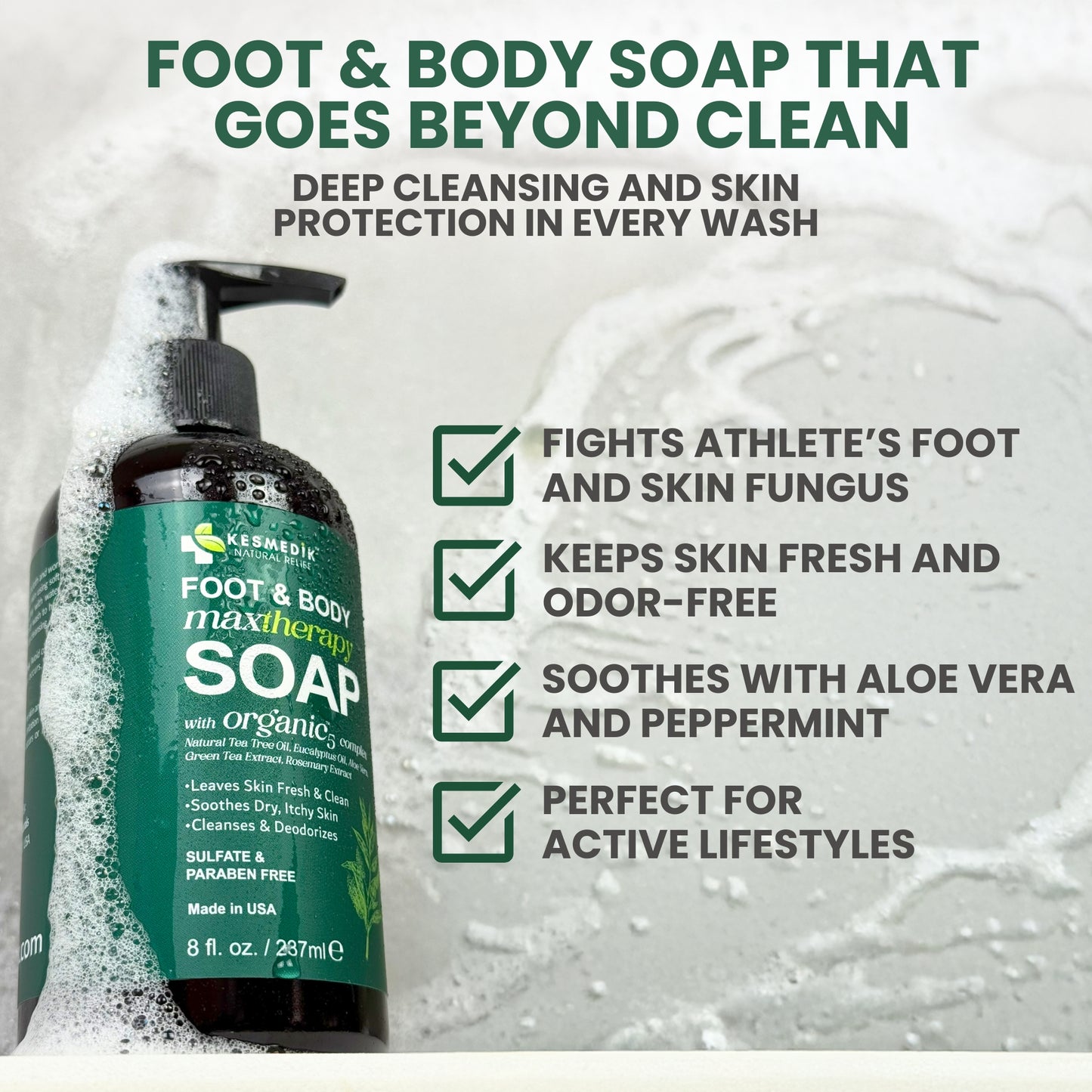 Tea Tree Oil Foot & Body Soap – Deep Cleansing, Anti‑Odor & Itch Relief, 8 oz