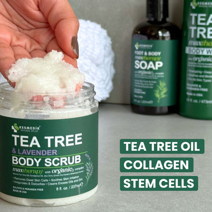 Tea Tree & Lavender Himalayan Salt Body & Foot Scrub – Exfoliating & Hydrating, 8 oz