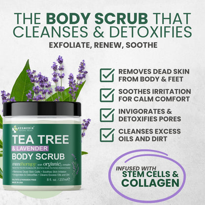 Tea Tree & Lavender Himalayan Salt Body & Foot Scrub – Exfoliating & Hydrating, 8 oz