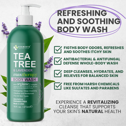 lavender and tea tree shower gel Tea Tree & Lavender Oil Body Wash for Sensitive Skin, 16 oz – Kesmedik Natural Relief