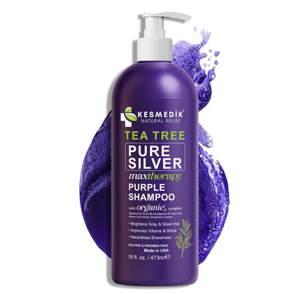 Tea Tree Purple Shampoo – Anti-Brass Toner for Color-Treated Hair, 16 oz
