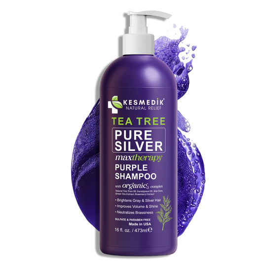 Tea Tree Purple Shampoo – Anti-Brass Toner for Color-Treated Hair, 16 oz