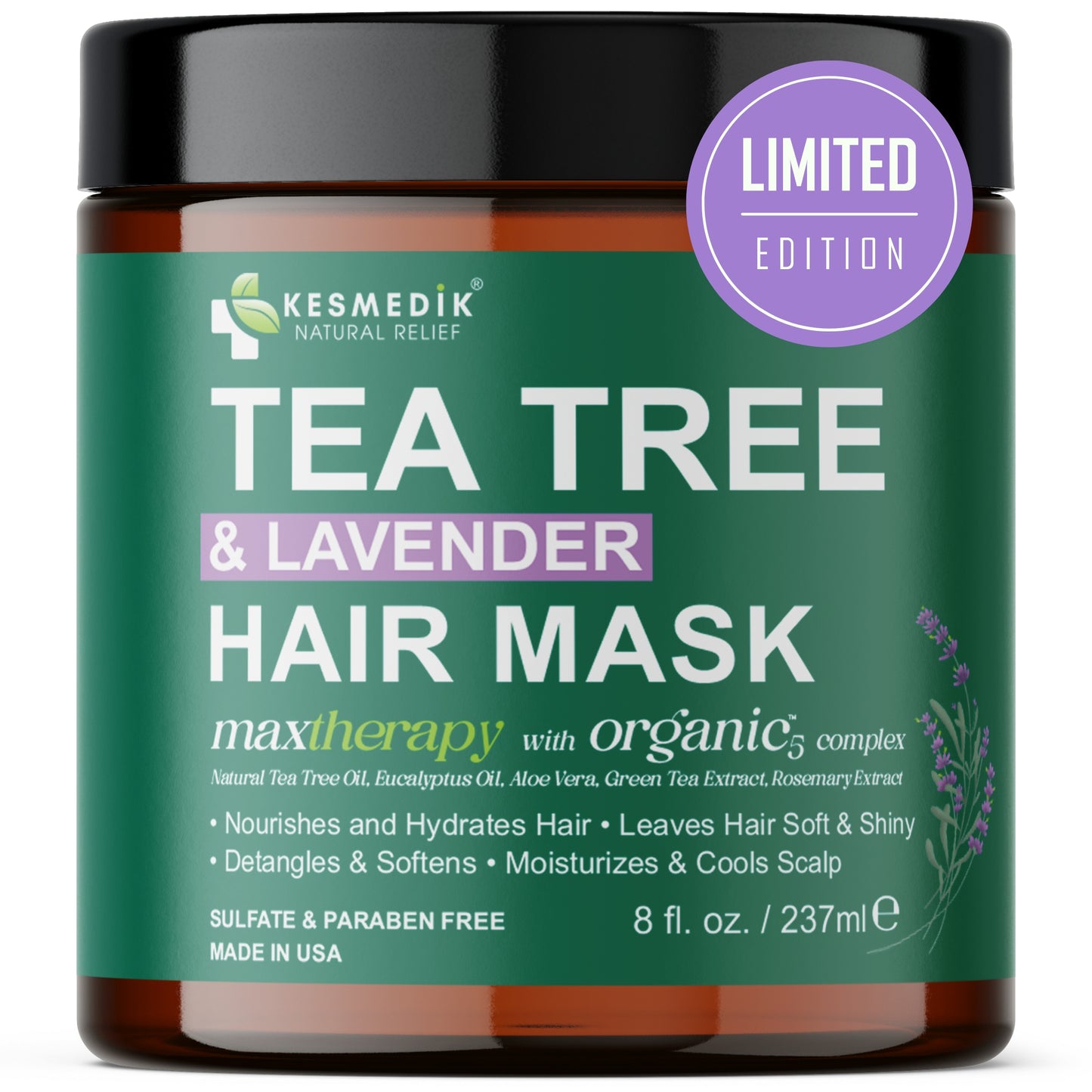 Tea Tree & Lavender Hair Mask & Scalp Treatment – Deep Conditioner for Dry, Damaged Hair, 8 oz