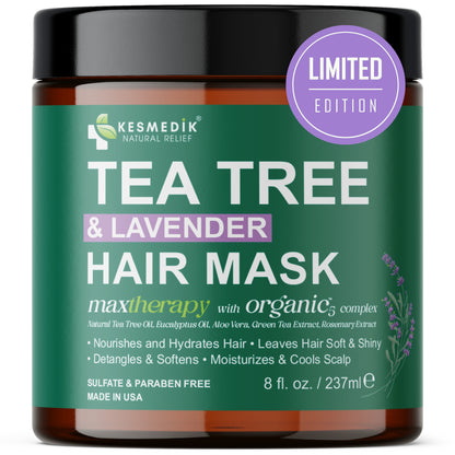 Tea Tree & Lavender Hair Mask & Scalp Treatment – Deep Conditioner for Dry, Damaged Hair, 8 oz