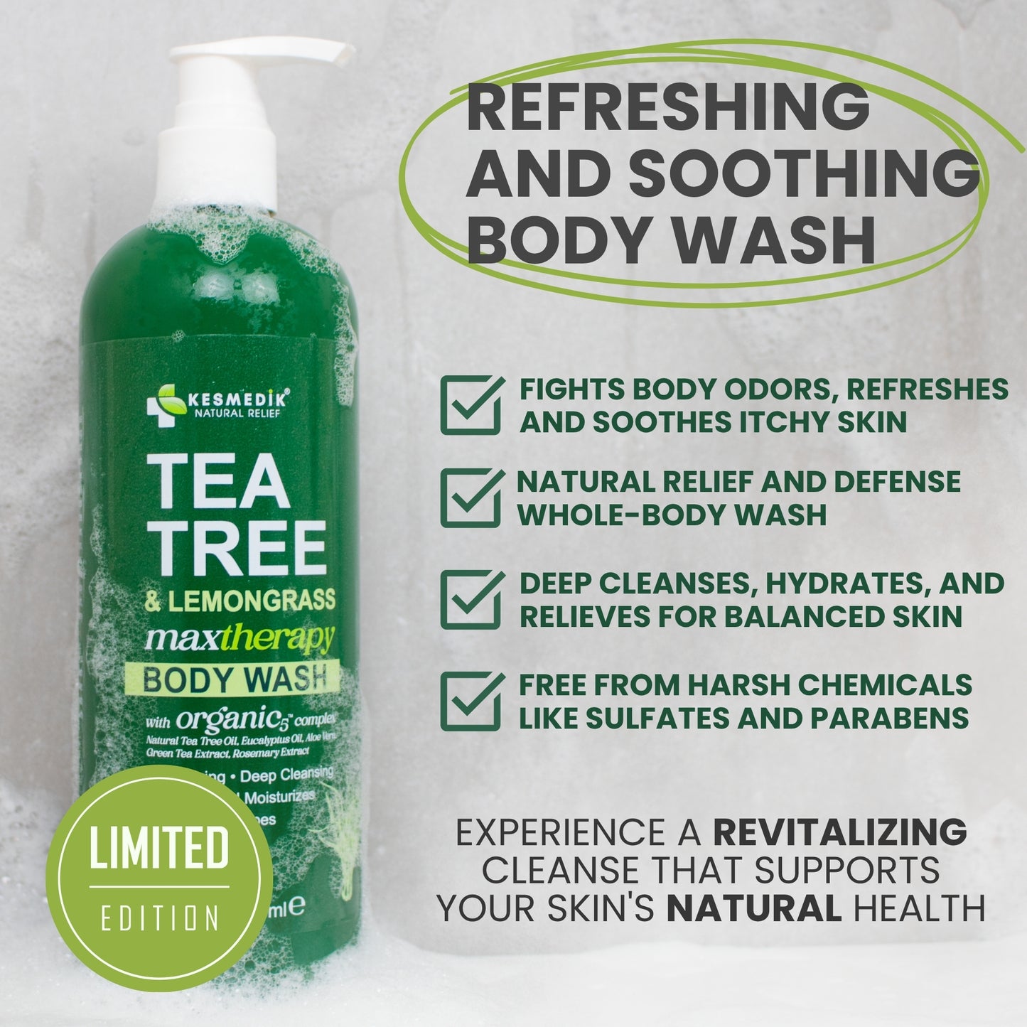 Tea Tree & Lemongrass Body Wash MaxTherapy – Limited Edition, 16 oz