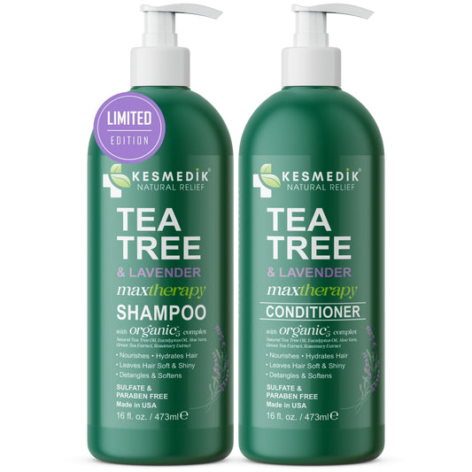 Tea Tree Lavender Shampoo & Conditioner Set – Scalp Soothing & Clarifying, 16 oz