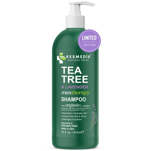 Kesmedik tea tree and lavender shampoo, 16 fl oz limited edition pump bottle