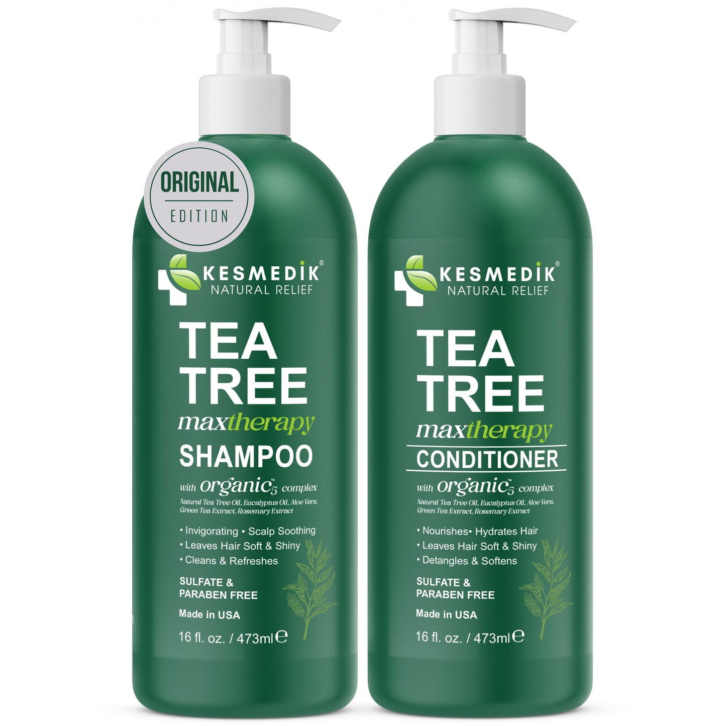 Tea Tree Shampoo & Conditioner MaxTherapy Set – Itchy Scalp & Clarifying Care, 16 oz