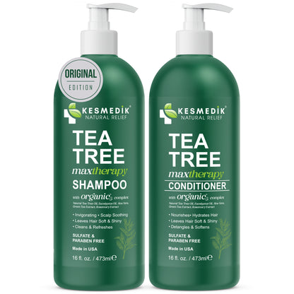 Tea Tree Shampoo & Conditioner MaxTherapy Set – Itchy Scalp & Clarifying Care, 16 oz