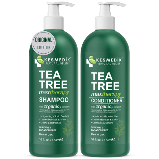 Tea Tree Shampoo & Conditioner MaxTherapy Set – Itchy Scalp & Clarifying Care, 16 oz